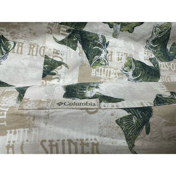 Columbia Short Sleeve Button Front Shirt Fish Print Size XL Cotton - Picture 5 of 6